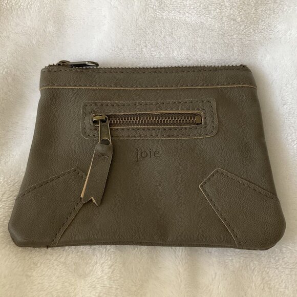 Joie Small Zip Top Bag Wallet Clutch For Purse Olive Green Rare NWOT - Picture 1 of 6